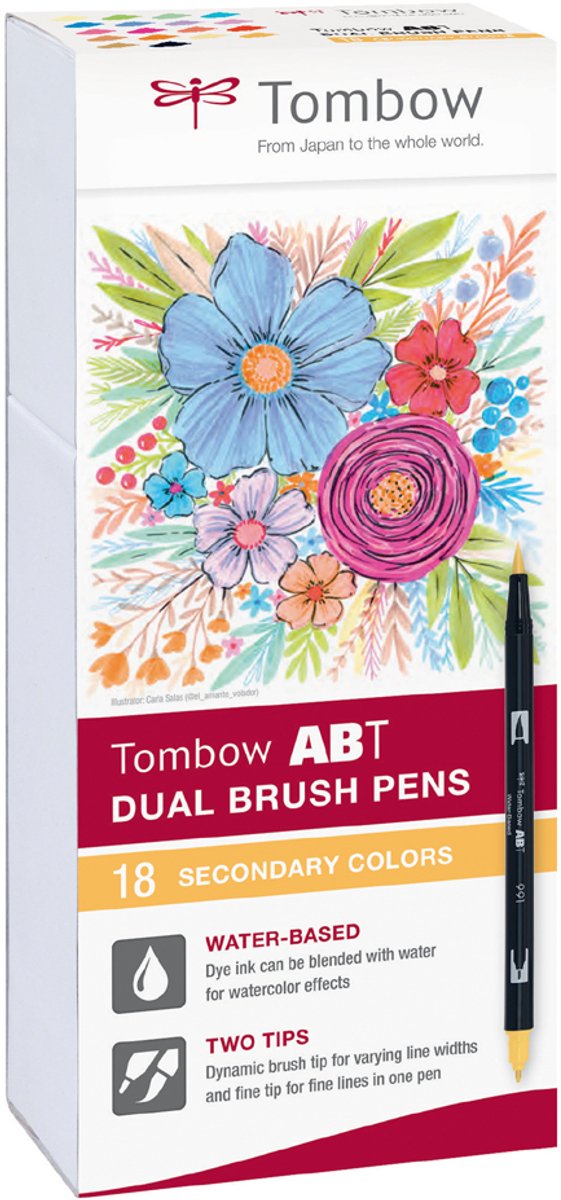 Tombow ABT Dual Brush Tekenpennen - Brushpennen - set van 18 kleuren - Secondary colours — afbeelding 10