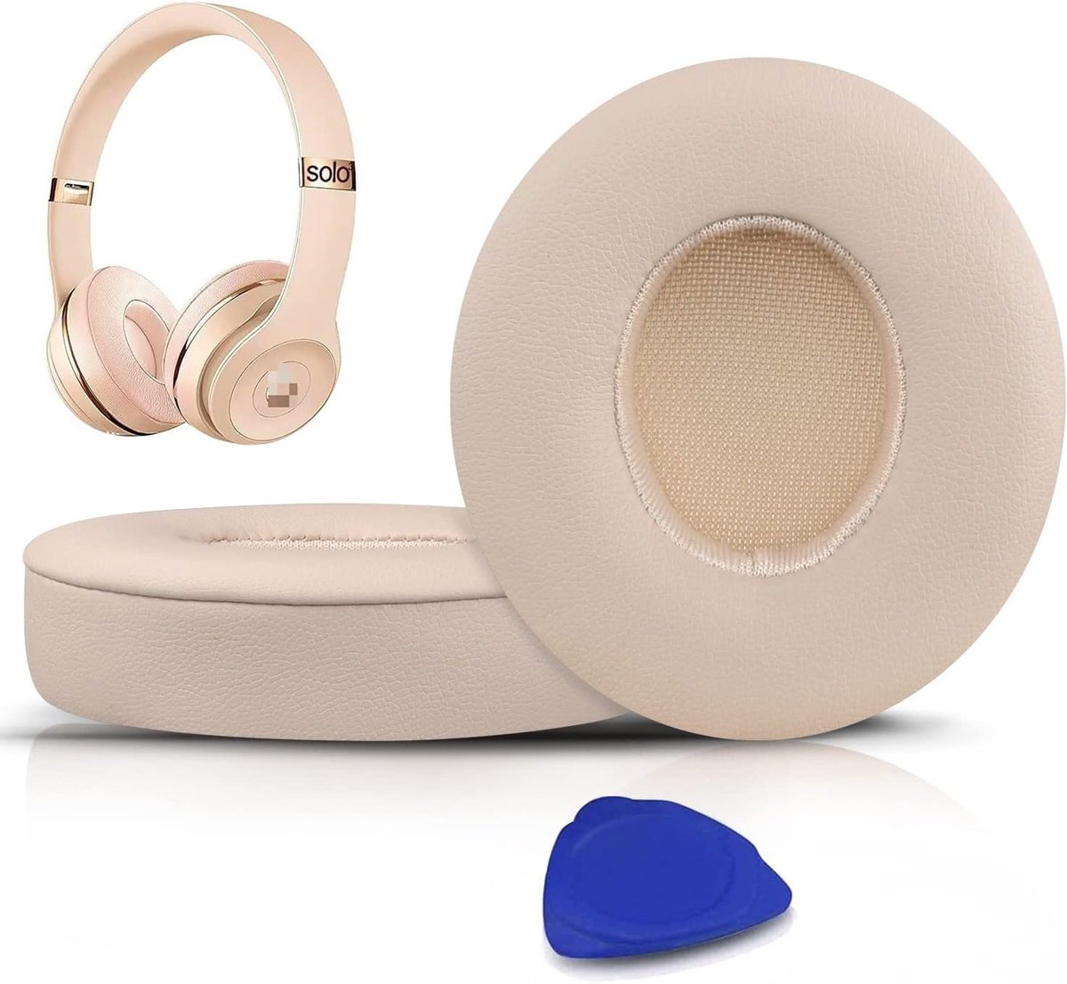 Vervangende oorkussens Geschikt voor Beats Solo 2 en Solo 3 draadloze on-ear hoofdtelefoons, Solo2 Solo3 oorkussens in zacht proteïneleer met extra dikte - Goud