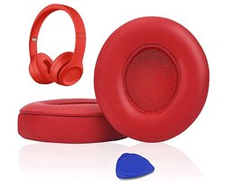 Vervangende oorkussens Geschikt voor Beats Solo 2 en Solo 3 draadloze on-ear hoofdtelefoons, Solo2 Solo3 oorkussens in zacht proteïneleer met extra dikte - Rood