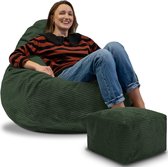 Pouf DreamRoots pour Adultes ou Enfants – Pouf en velours côtelé avec repose-pieds et housse amovible – Rembourrage inclus – 90 x 90 x 100 cm – Forest Symphony