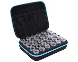 Diamantborduurdoos - 30-vaks opbergdoos voor diamond painting accessoires - Kunststof, blauw - Geschikt voor hobby, knutselprojecten en diamant schilderwerk