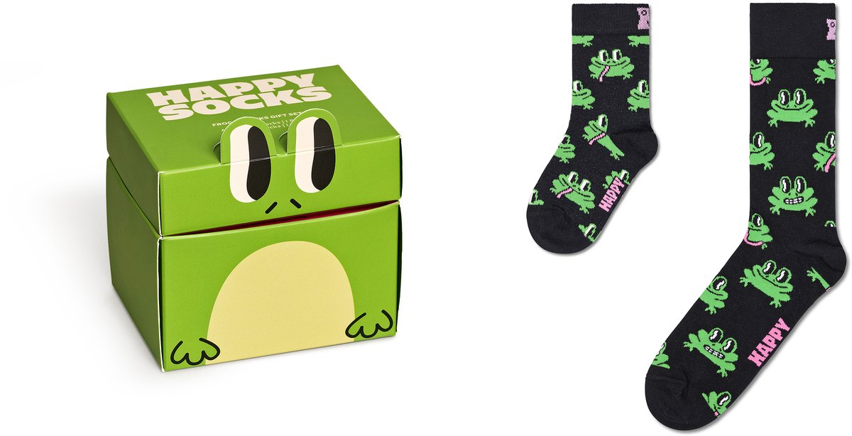 Happy Socks - Mini & Me 2-Pack Froggys Socks Gift Set - Unisex - Sokken 41-46 + 12-24M