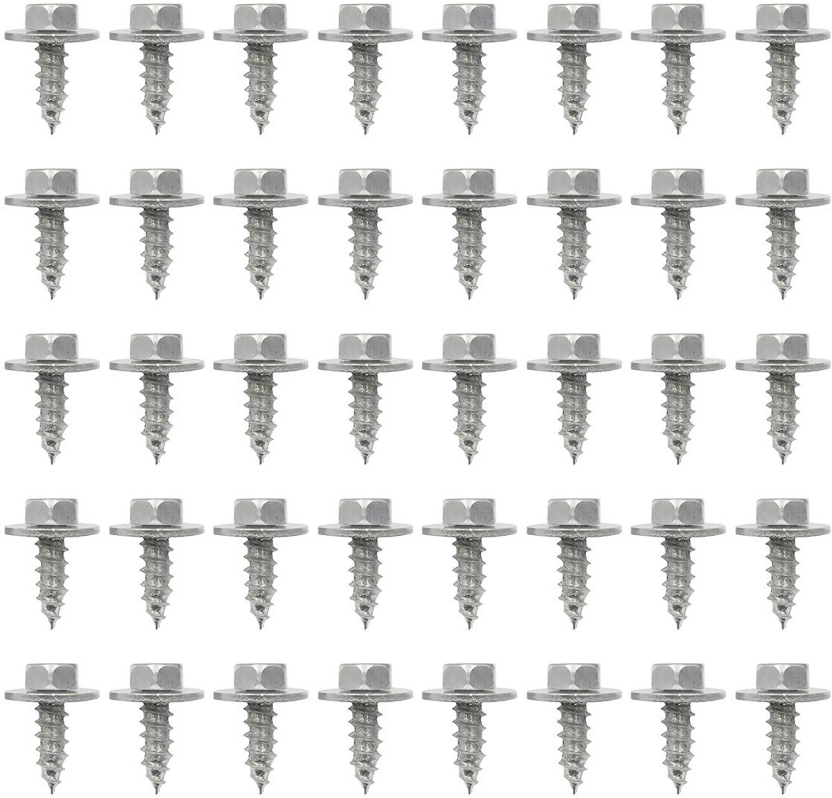 40 stuks Zelftappende schroeven voor auto carrosserie en spatborden met ringen - bumperbeschermplaat - zelftappende schroeven