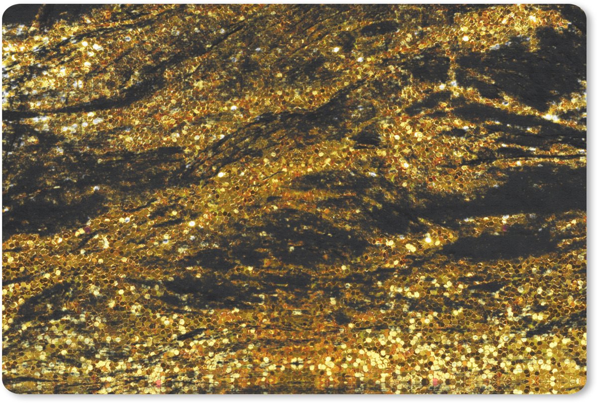Muismat 27x18 cm - Mousepad Marmer - Goud - Zwart - Glitter - Muismatten