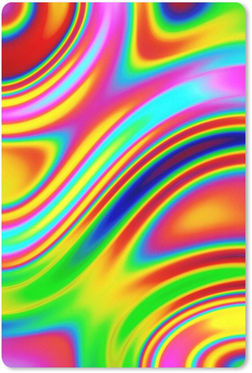 Muismat 18x27 cm - Mousepad Kunst - Golven - Kleuren - Psychedelisch - Muismatten