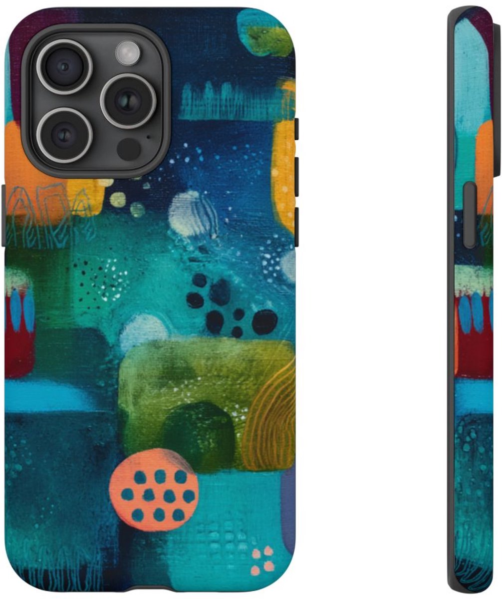 Kleurrijke Abstracte Geometrische Vormen – Telefoonhoesje Geschikt voor iPhone 15 Pro Max