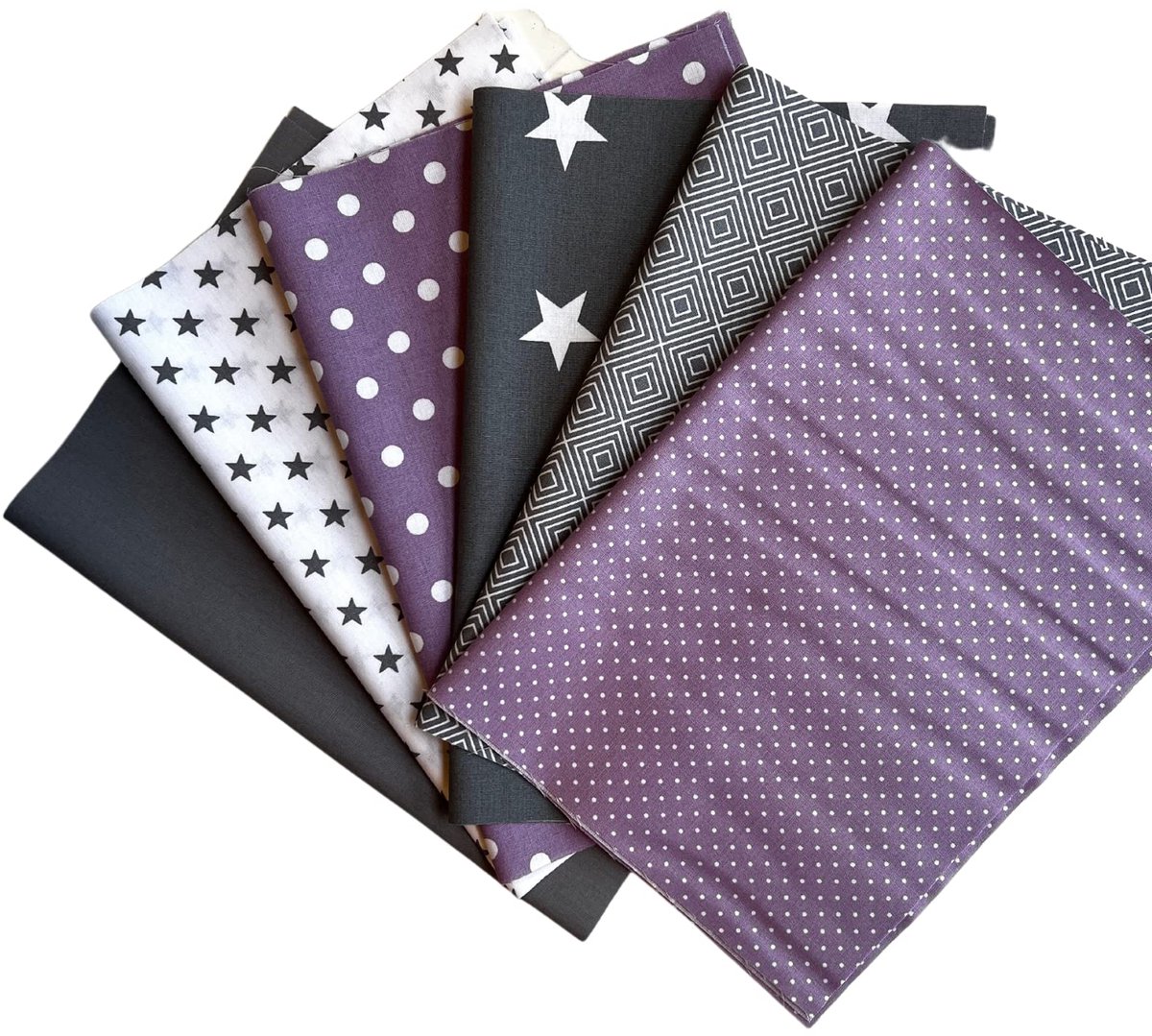 babrause® stoffenpakket patchwork katoenen stoffen 12 x (25x35cm) (lila grijs wit)