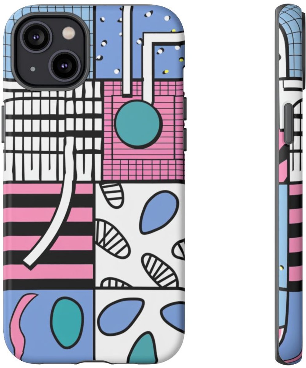 Kleurrijk Geometrisch Abstract Patroon – Telefoonhoesje Geschikt voor iPhone 14 Plus