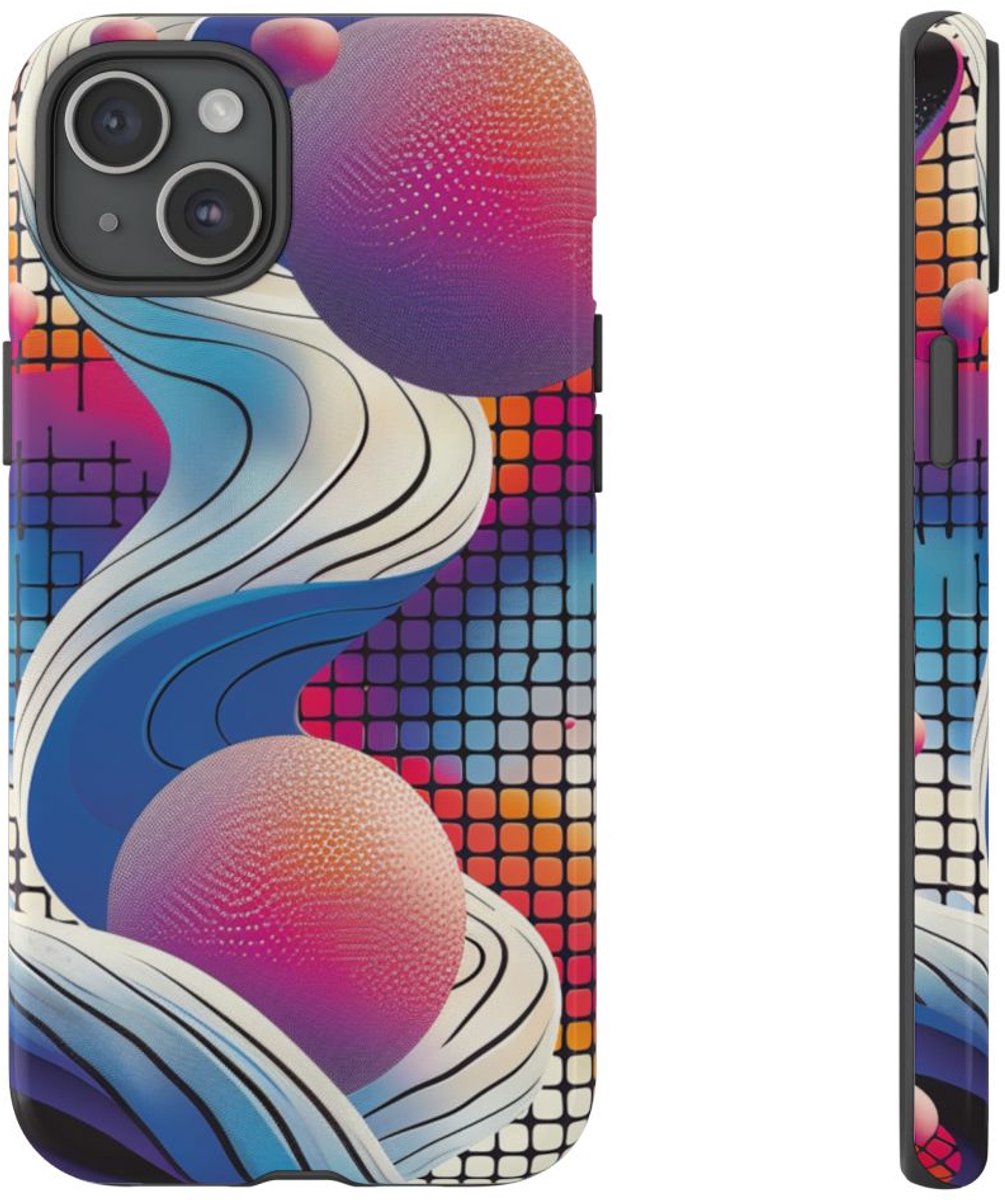 Kleurrijk Abstract Geometrisch Ontwerp – Telefoonhoesje Geschikt voor iPhone 15 Plus