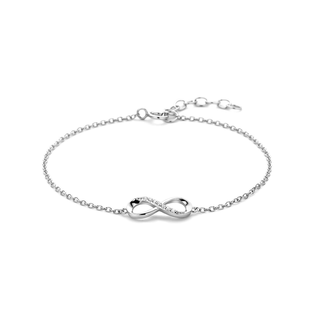 Glams armband infinity zirkonia 1,0 mm 15,5 + 2,5 cm - Zilver