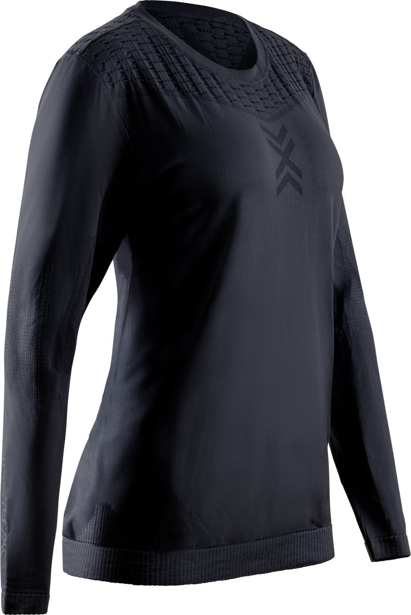 X-BIONIC Women's X-Ential shirt met lange mouwen - Temperatuurregulerend, ademend & zweetafvoerend - Comfortabele pasvorm voor sport, outdoor & vrije tijd - Zwart, L