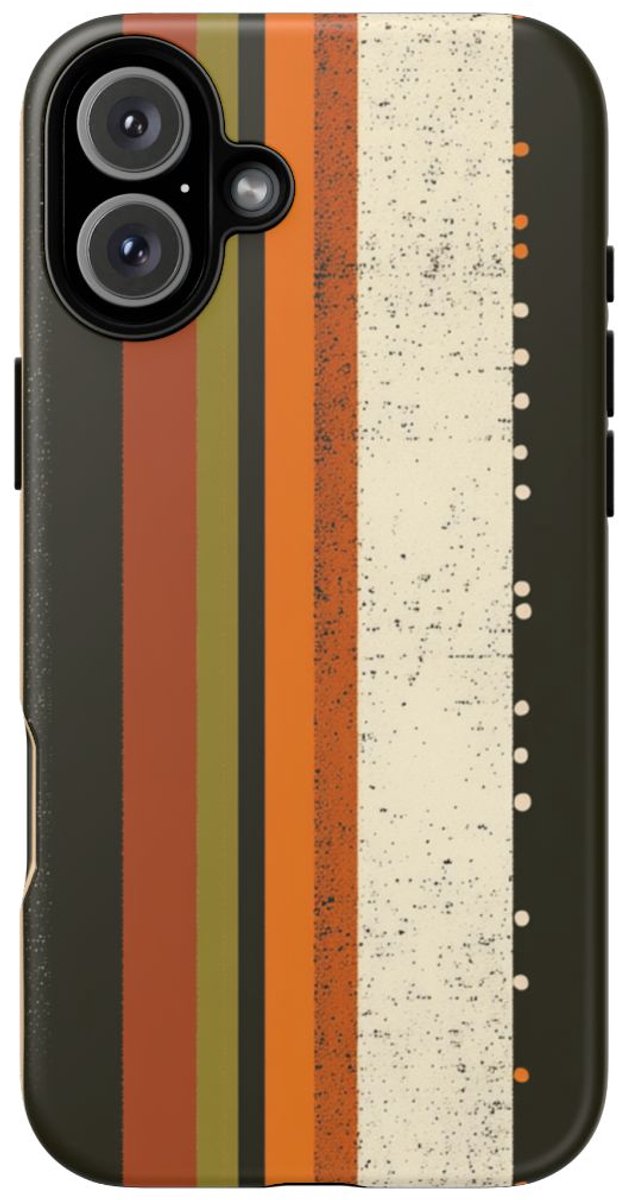 Retro Verticale Strepen en Stippenpatroon – Telefoonhoesje Geschikt voor iPhone 16 Plus