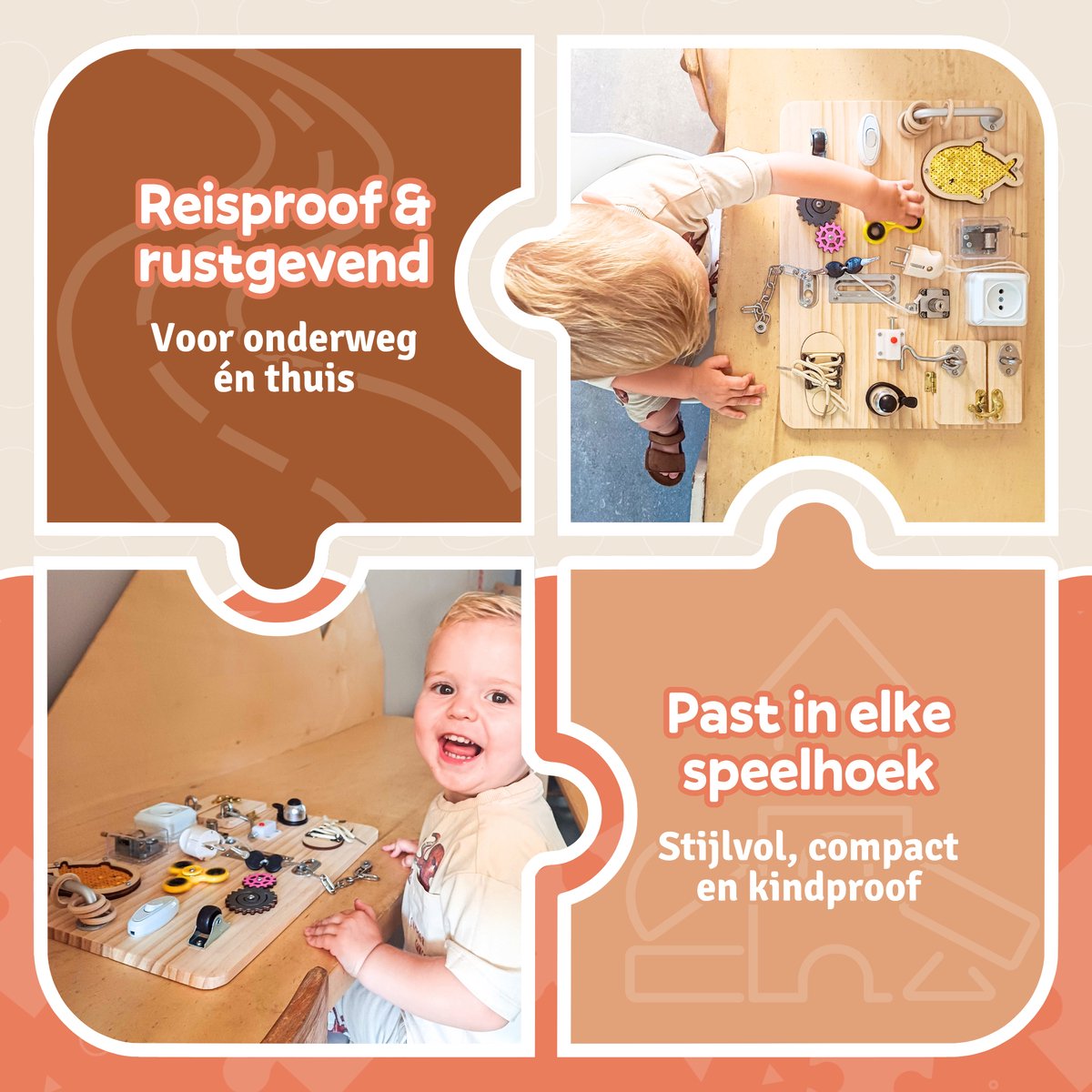 2-delige Houten Busy Board DIY Deur Onderdelen Set - Houten