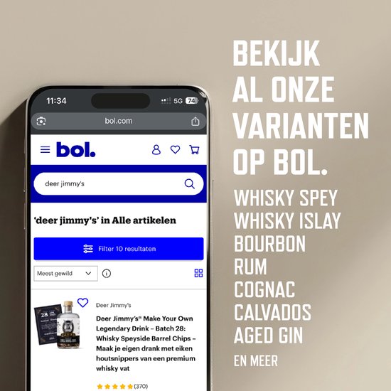 Deer Jimmy’s® Make Your Own Whiskey / Legendary Drink – Batch 23: Whiskey Kentucky Bourbon Barrel Chips – Maak je eigen drank met eiken houtsnippers van een premium whiskey vat
