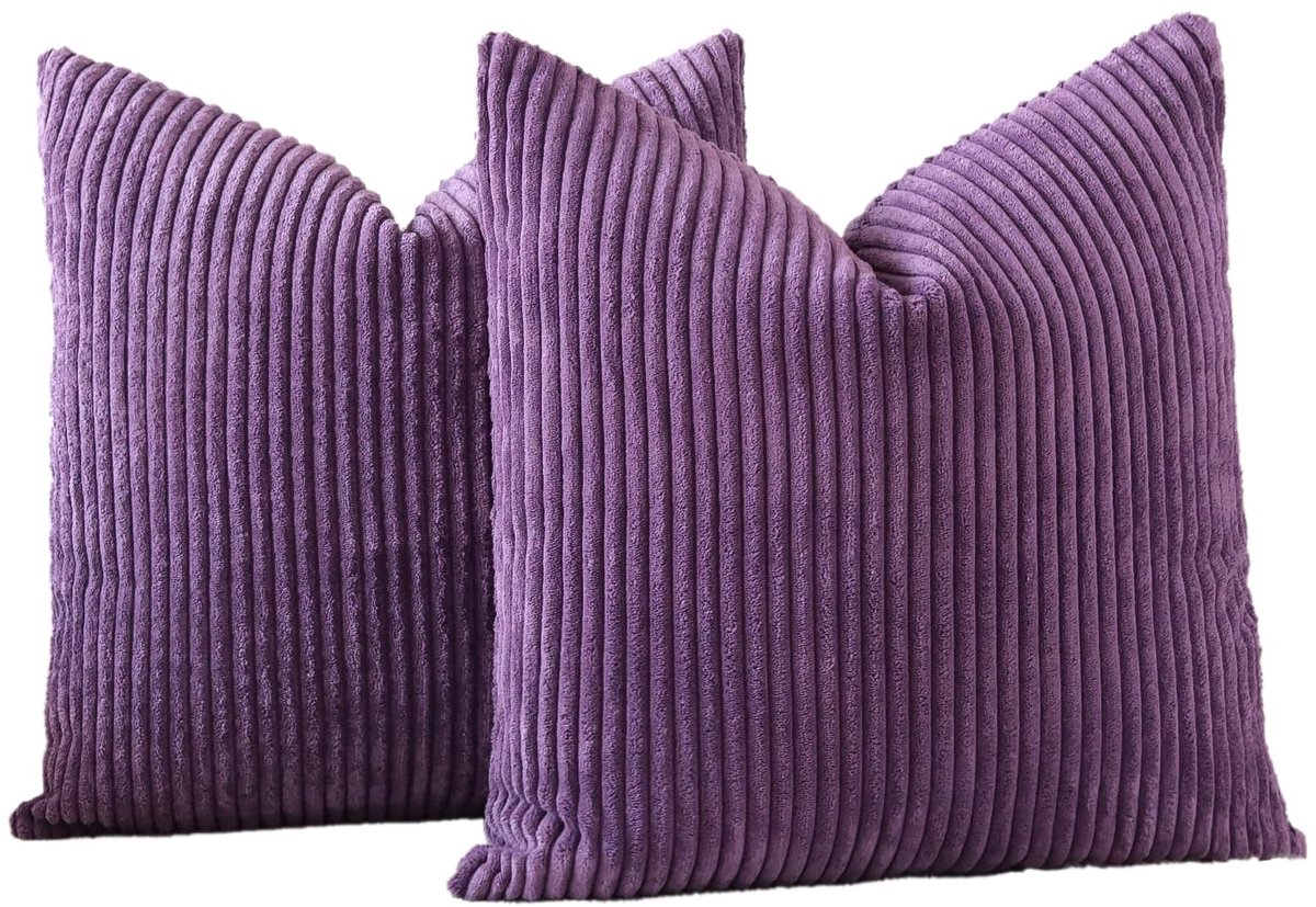 Ibenzoa Set van 2 paarse fluwelen kussenhoezen met elegant design en verborgen ritssluiting