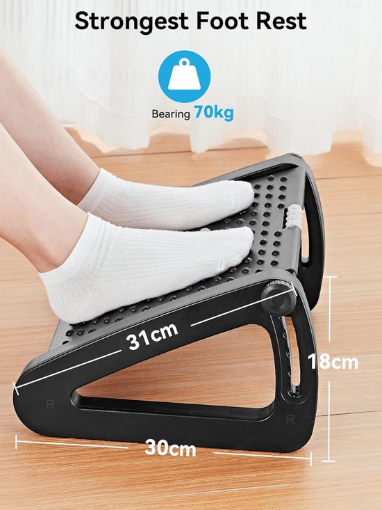 Ergonomische voetensteun onder het bureau met massagefunctie, antislip