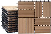WPC vloertegel Rhone, houtlook balkon/terras, 11x elk 30x30cm = 1m² ~ Premium, teak vierkanten
