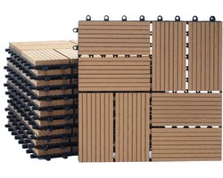 WPC vloertegel Rhone, houtlook balkon/terras, 11x elk 30x30cm = 1m² ~ Premium, teak vierkanten
