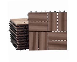 WPC vloertegel Rhone, houtlook balkon/terras, 11x elk 30x30cm = 1m² ~ Premium, koffievierkantjes
