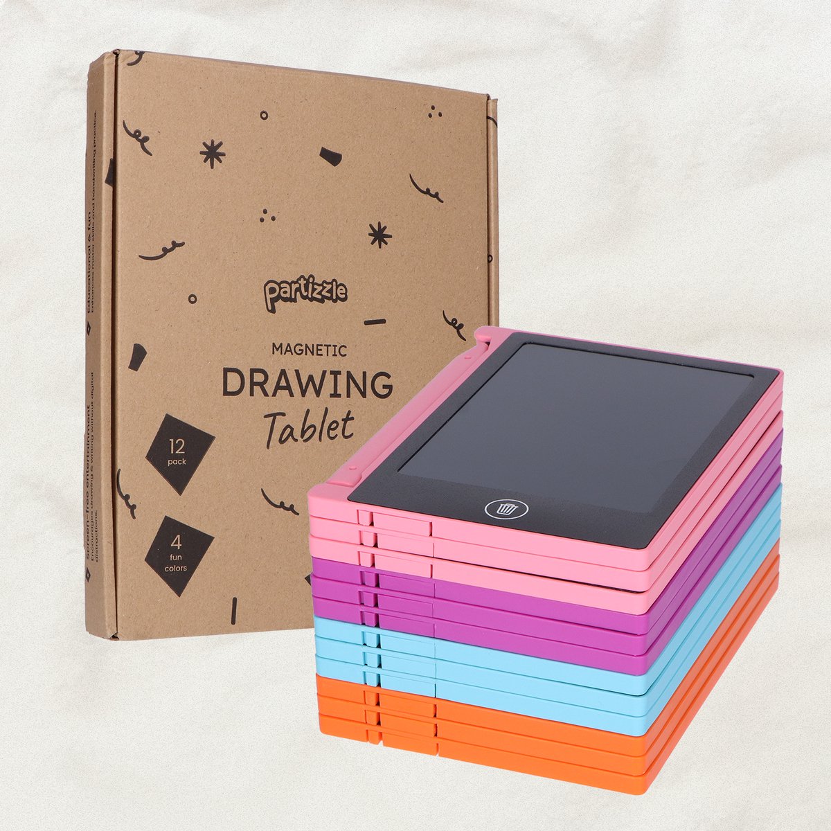 Partizzle 12x Magnetisch Tekenbord voor Kinderen - Mini Krijtbord / LCD Tekentablet met Scherm - Creatief Tekenen - Uitdeelcadeautjes Educatief Teken Speelgoed Bord - Kleine Uitdeelcadeaus - Grabbelton Traktatie Cadeautjes - 11 cm / 4 Kleuren — afbeelding 8