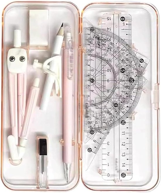 10 Stks Geometrie Kompas Set, School Maths gradenboog Set Linialen gradenboog Set, Potlood Lead Refills, Potlood, Gum, Linialen voor School Home Drafting