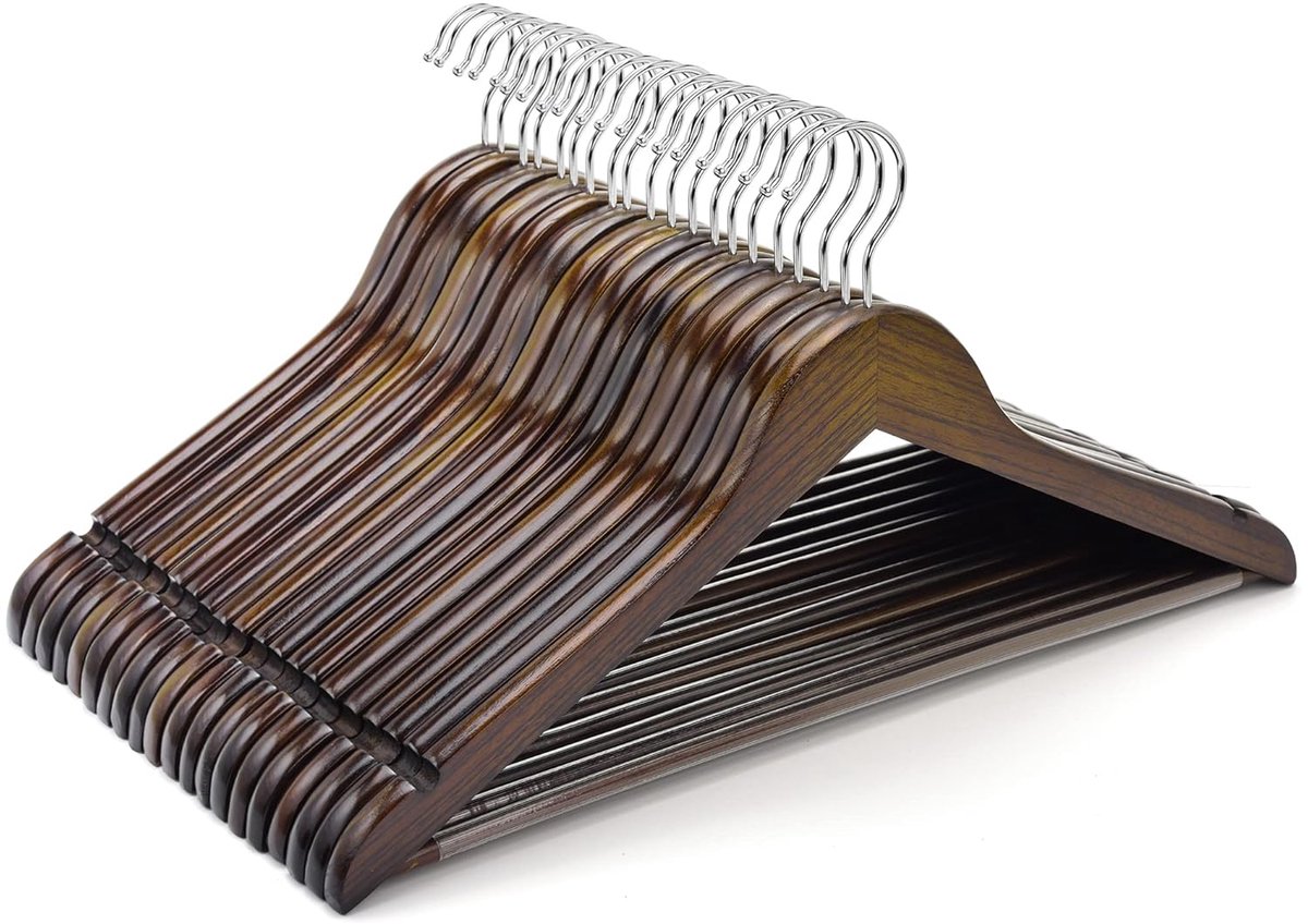 Houten Kledinghangers - Set van 10 - Ergonomisch Ontwerp - 44,5 x 23 x 1,2 cm