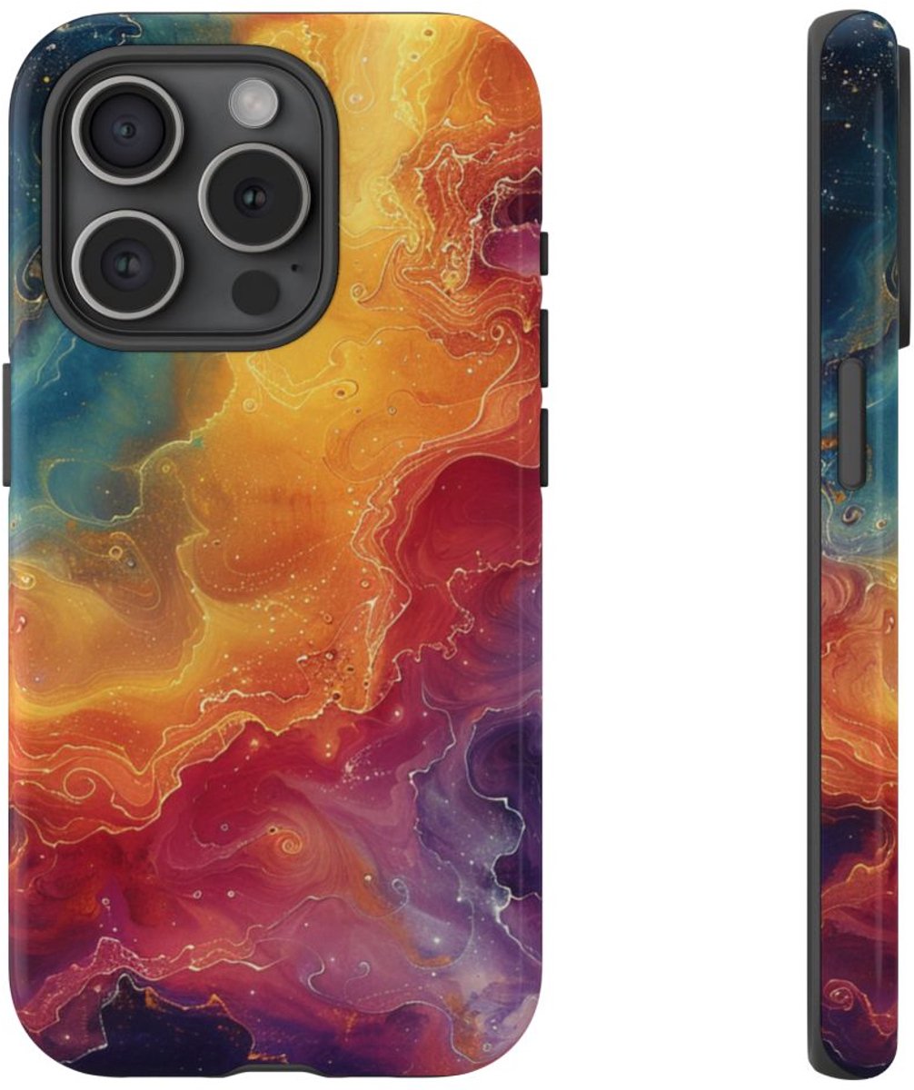 Kleurrijke Kosmische Nevel Abstract – Telefoonhoesje Geschikt voor iPhone 15 Pro