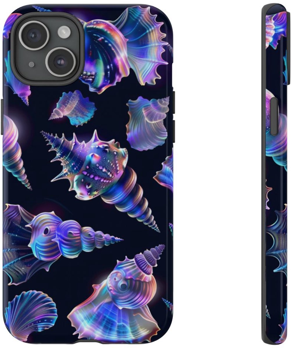 Neon Pastel Schelpenpatroon – Telefoonhoesje Geschikt voor iPhone 15 Plus
