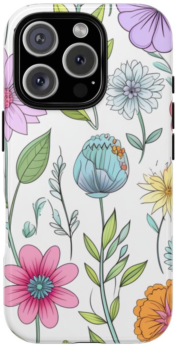 Kleurrijk Bloemenpatroon – Telefoonhoesje Geschikt voor iPhone 16 Pro
