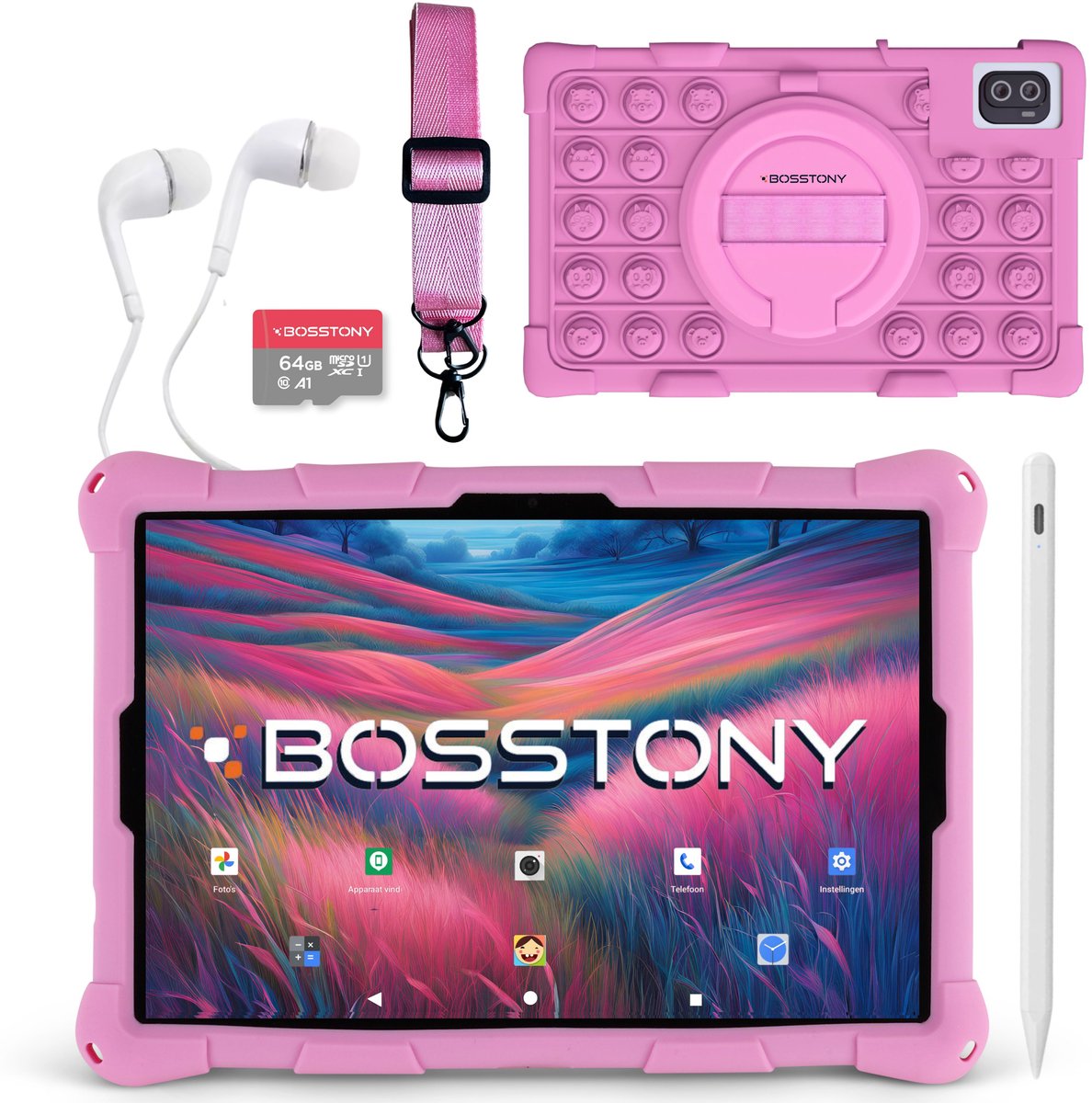 Bosstony Snelle Kids Tablet 10 inch - Ouderlijk Toezicht - 6000mAh Batterij - Android 13 - Incl Beschermpakket - Kindertablet vanaf 3 jaar