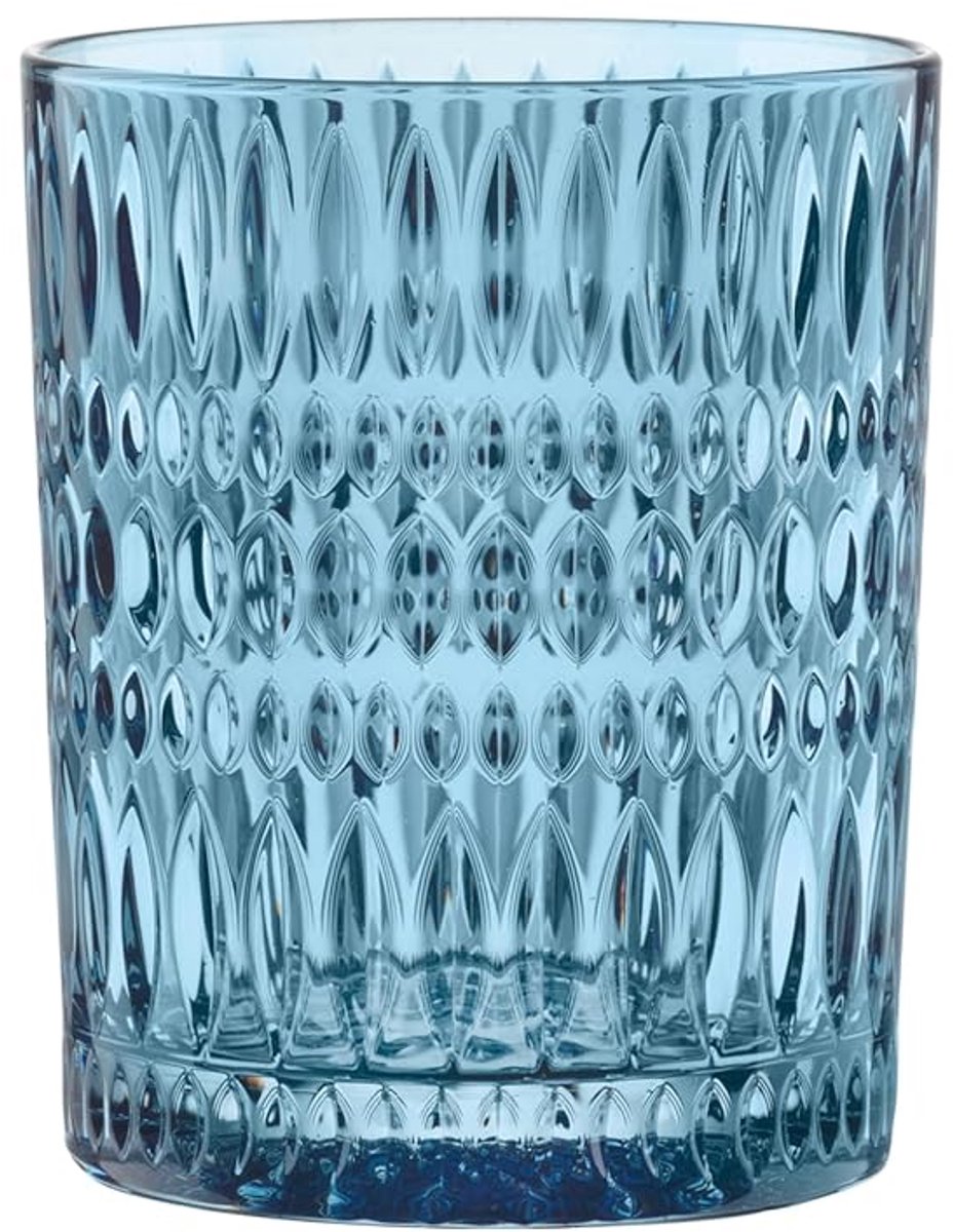 Elegante drinkglazen set - ideaal voor whisky en rum - 2 stuks - vintage blauw - kristalglas