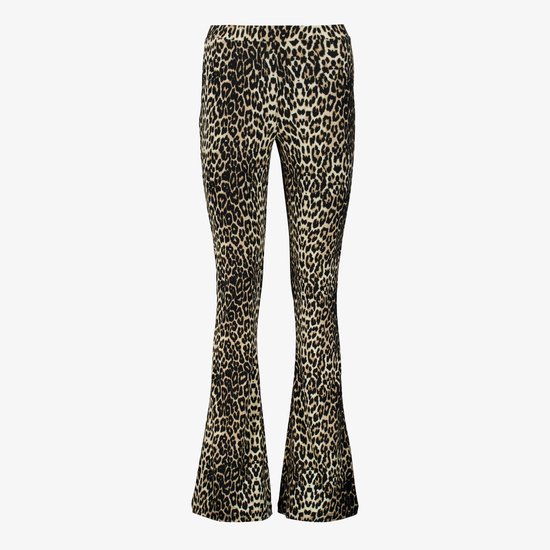 TwoDay dames flared broek bruin met panterprint - Maat M