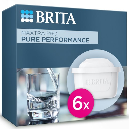 BRITA waterfilterpatroon MAXTRA PRO Pure Performance 6 pack - Originele navulling voor alle BRITA kannen voor puur smakend kraanwater - filtert verontreinigingen zoals PFAS*, chloor, kalkaanslag en metalen