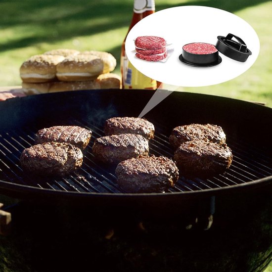 Presse à Hamburgers Avec Papiers Cuisson – 50 Feuilles Anti-adhésives, 11 Cm | Pour Burgers, Boulettes, Barbecue