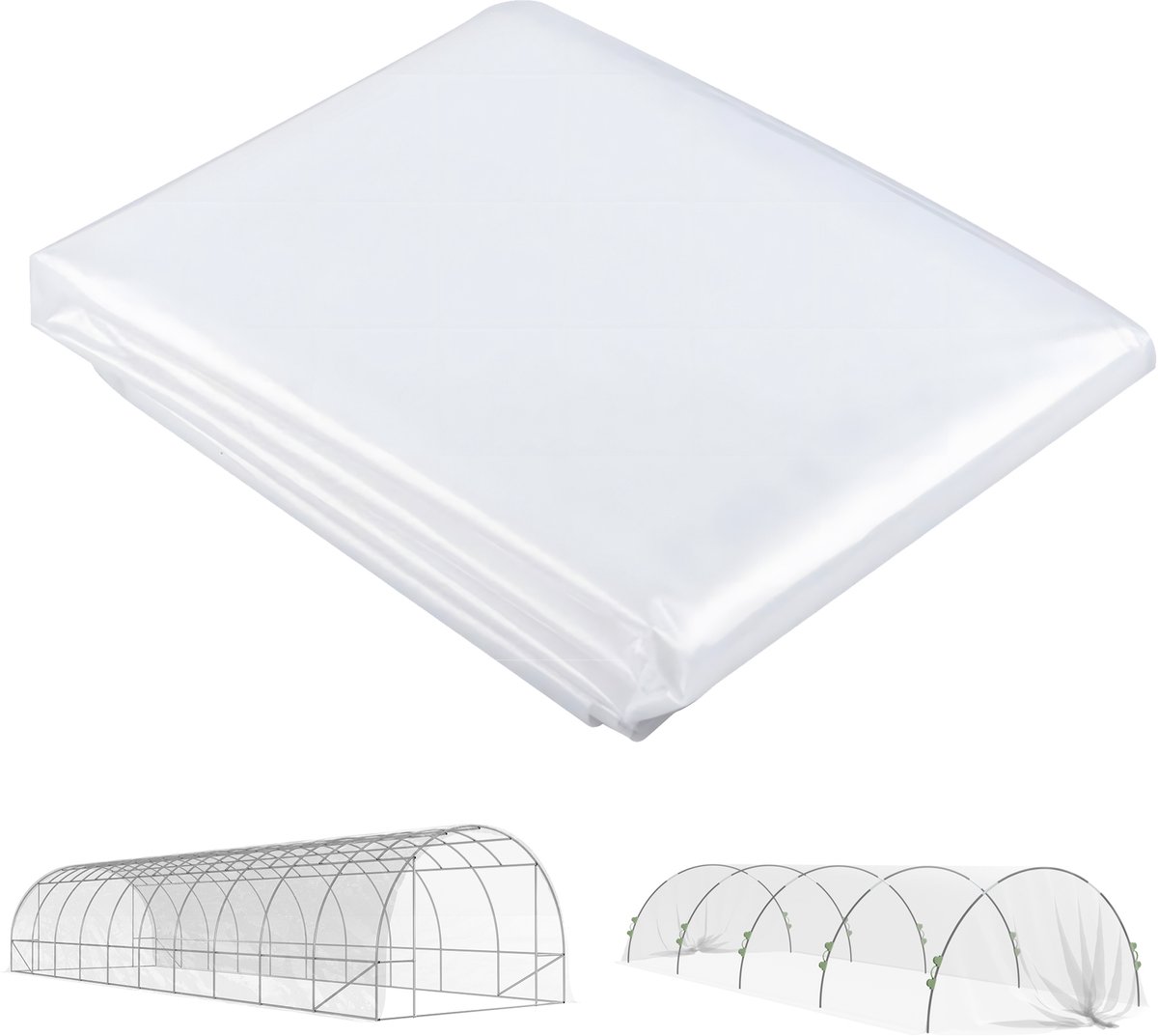 Outsunny kasfolie PE 10 x 6 m transparant - Tunnelkasfolie - Broeikasfolie - Kweekkasfolie - Transparant Transparent