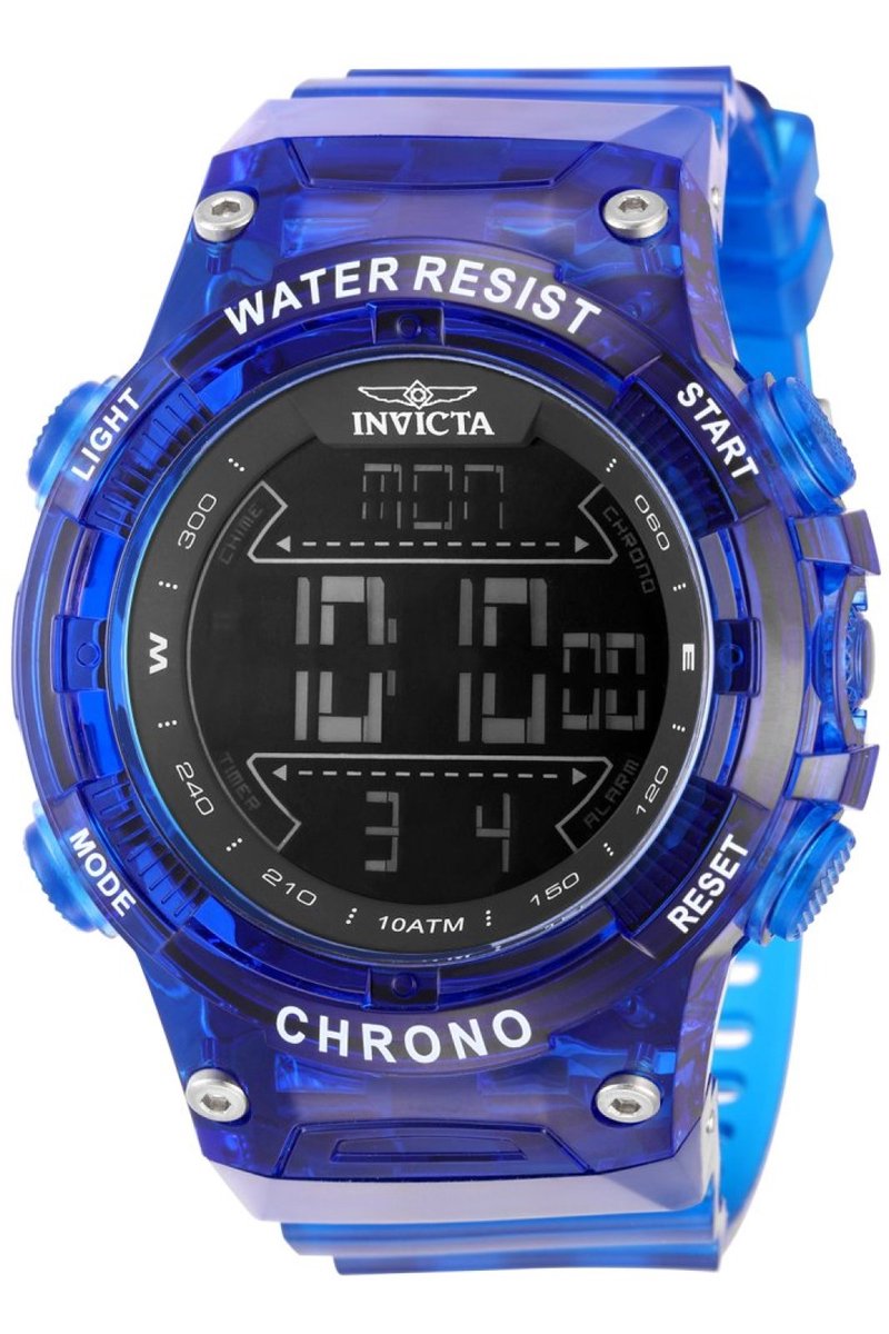 Invicta Racing 49048 Heren Horloge - Waterdicht - Digitaal - Quartz Uurwerk - Plastic met zwarte Wijzerplaat - 52mm