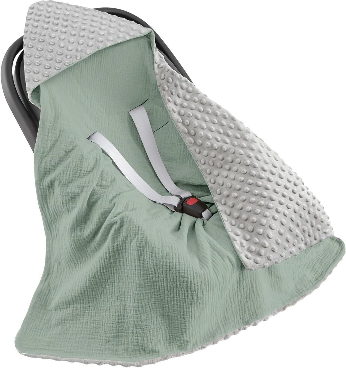 - Universele Wikkeldeken voor Baby's - Ideaal voor Kinderwagen en Autostoeltje - Voor Alle Seizoenen - 90 x 90 cm - Groen
