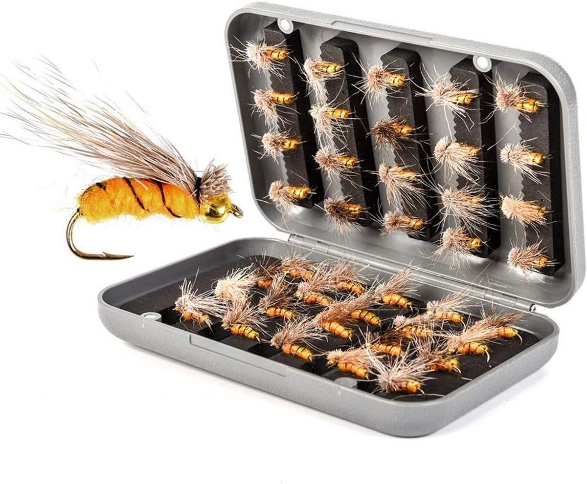 Allecto Premium - Vliegen Haak Vissen Lure met Tackle Box voor Bass Zalm Forel - Droge/Natte Vliegen - Pike - Spinners - Lepel Vissen Apparatuur