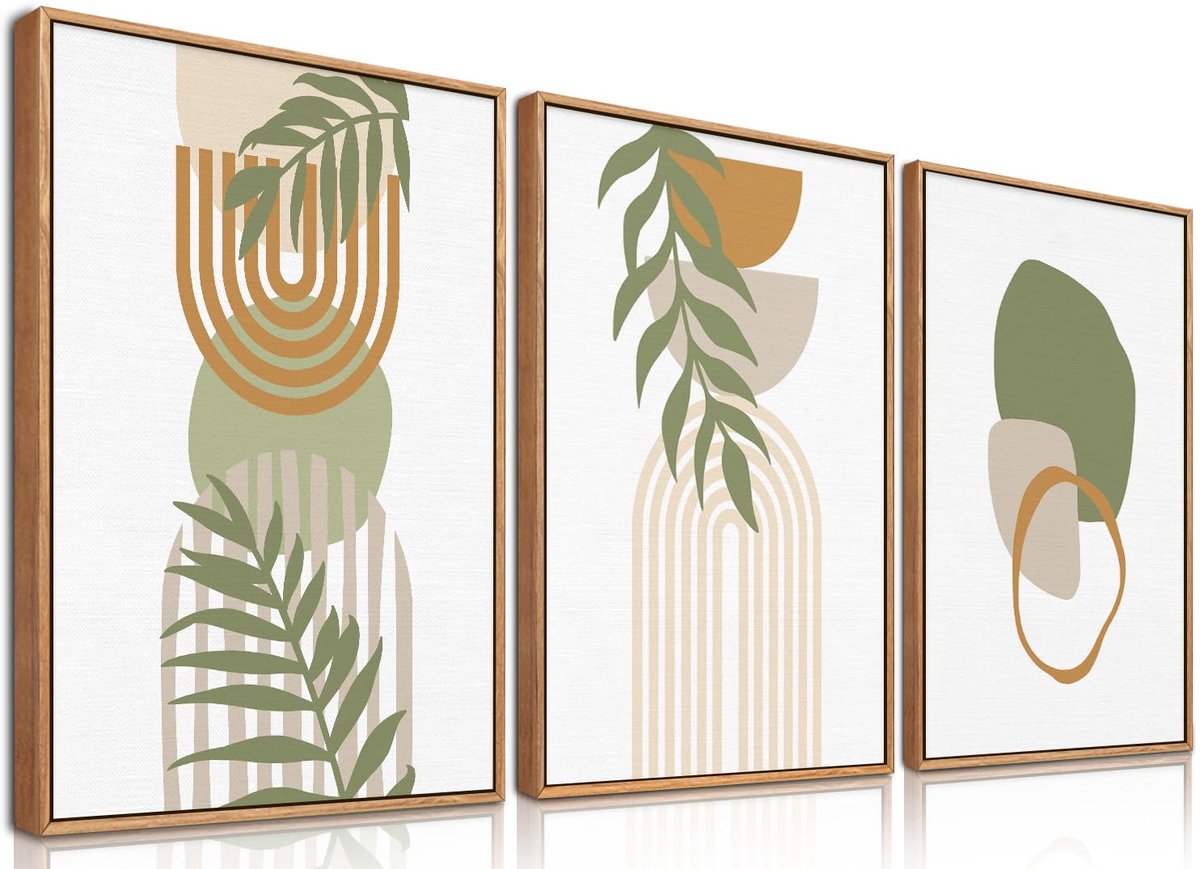 Ibenzoa Moderne Bohemian Canvas Muurdecoratie Set met Abstracte Geometrische Patronen voor Woonkamer, Slaapkamer en Kantoor - 30 x 40 cm x 3 Kleur A