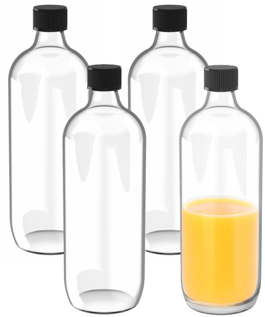 Glazen flessen met schroefdop - 6x - Transparant - 1000 ml - Weckflessen - Luchtdicht