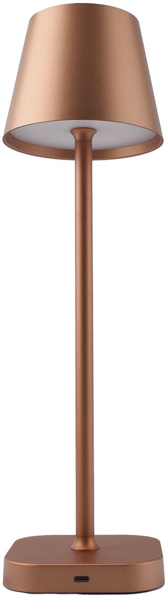 FlinQ Tafellamp Lume - Tafellamp Oplaadbaar - Tafellamp slaapkamer - Oplaadbaar - Dimbaar met geheugenstand - 3 lichtstanden - 38cm - Brons