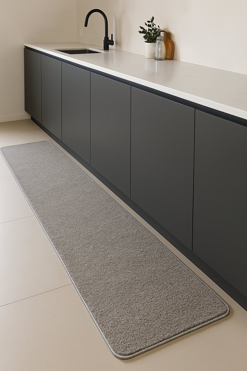 Tapijt loper - Loper - Tapijt - Grijs - Zacht - Afgewerkt Tapijt - Loper 80x200x cm - Modern - Tapijt Woonkamer - Slaapkamer - Eetkamer