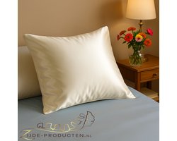 Hoge korting. Zijden kussensloop, 100% moerbei zijde, hoogste kwaliteit (6A grade), 19 Momme. Kleur roomwit, maat 60x70 cm