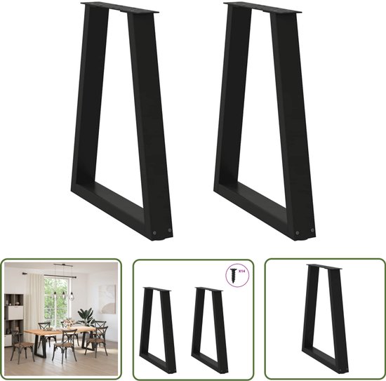 vidaXL Eettafelpoten 2 st U-vormig 90x(72-73) cm staal zwart - Eettafelpoot vidaXL Eettafelpoten 2 st U-vormig 90x(72-73) cm staal zwart - Eettafelpoot