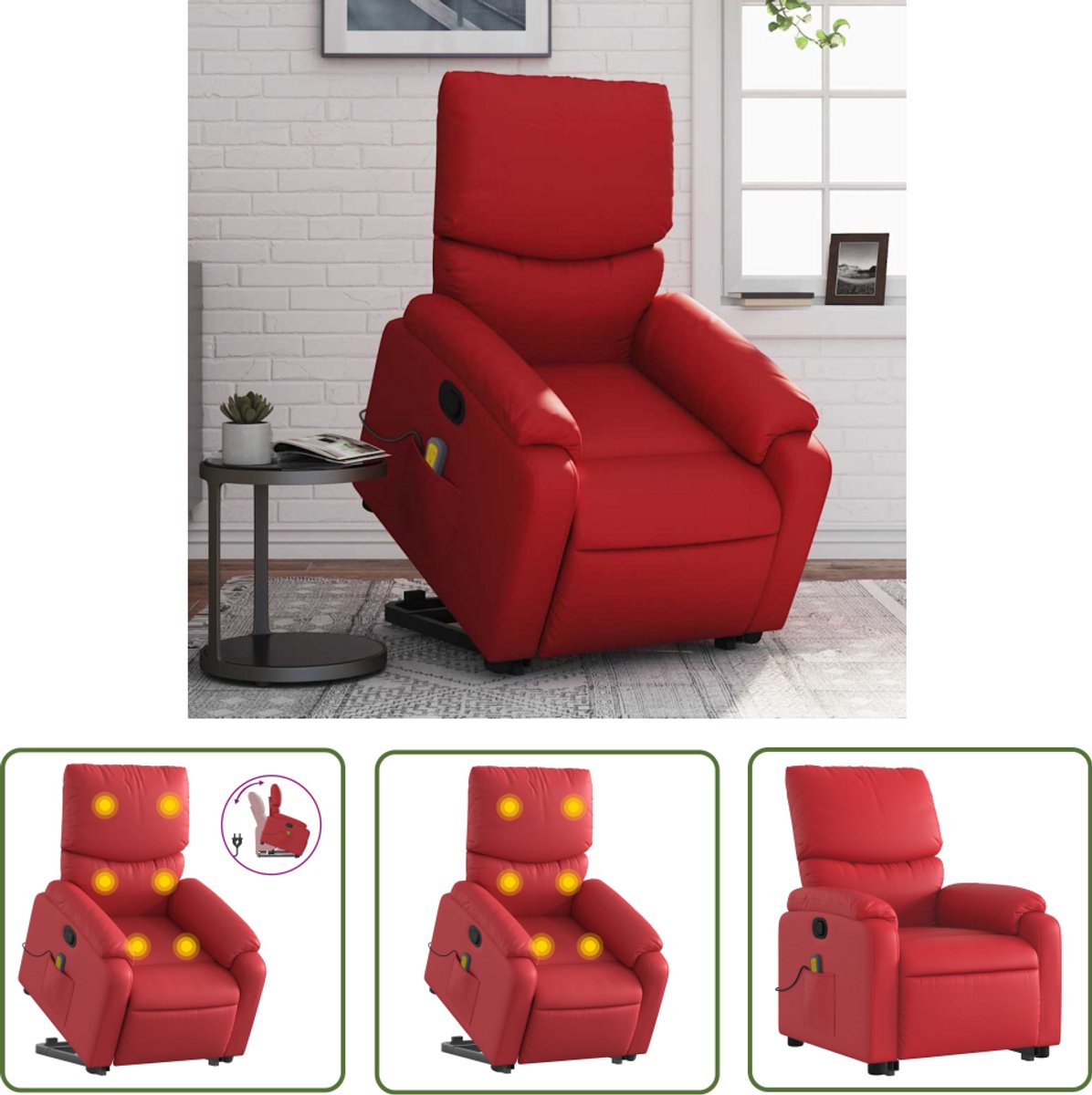 vidaXL Sta-op Massage Stoel Rood - Verstelbaar Kunstleer - Product - €407,95