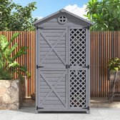 Re-purelife® Stevig Houten Tuinkast voor Buiten – Weerbestendige Opbergkast met Schappen – Gereedschapsschuur voor Tuin of Terras – 90x56,5x175,3 cm, Grijs