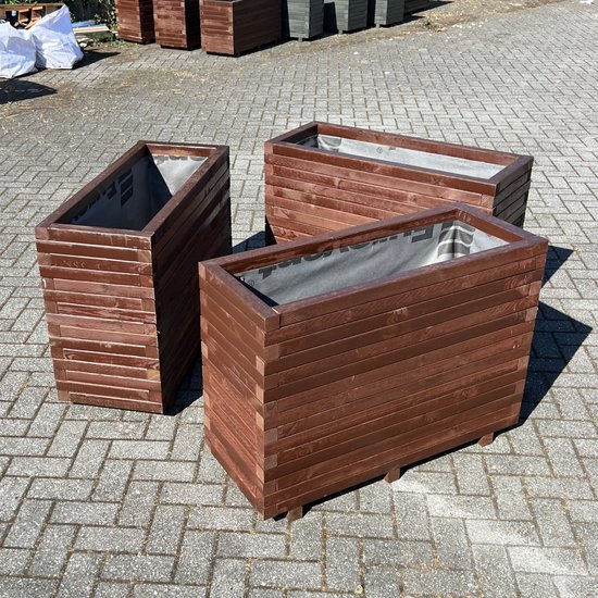 AMISHOUT - Jardinière haute en bois 100x40x72cm – marron – jardinière d'extérieur