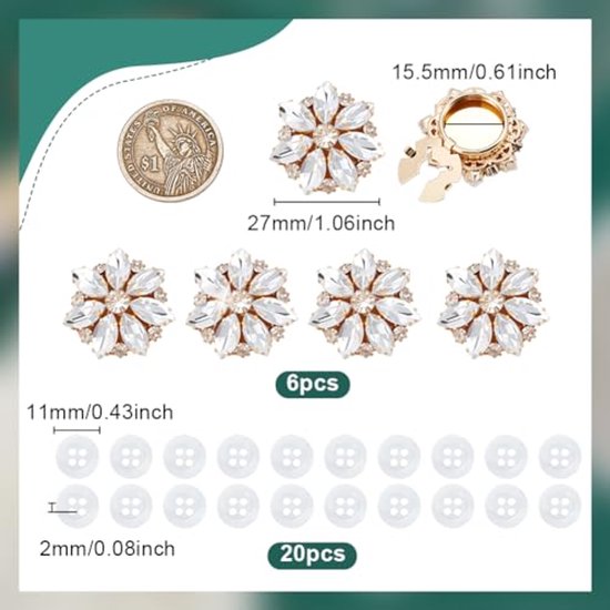 LXHZSY Mercery Knoppen 15/18/21/25 mm vintage bloemenpatroon metalen staafknoppen voor kleding, groen, roze, strass, modieuze decoratie, naaiknop (roze, 15 mm, 6 stuks