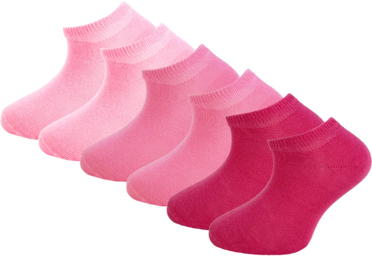 6 paar meisjes Sneakersokken - Katoen - SQOTTON® - Roze-Mix - Maat 31-34