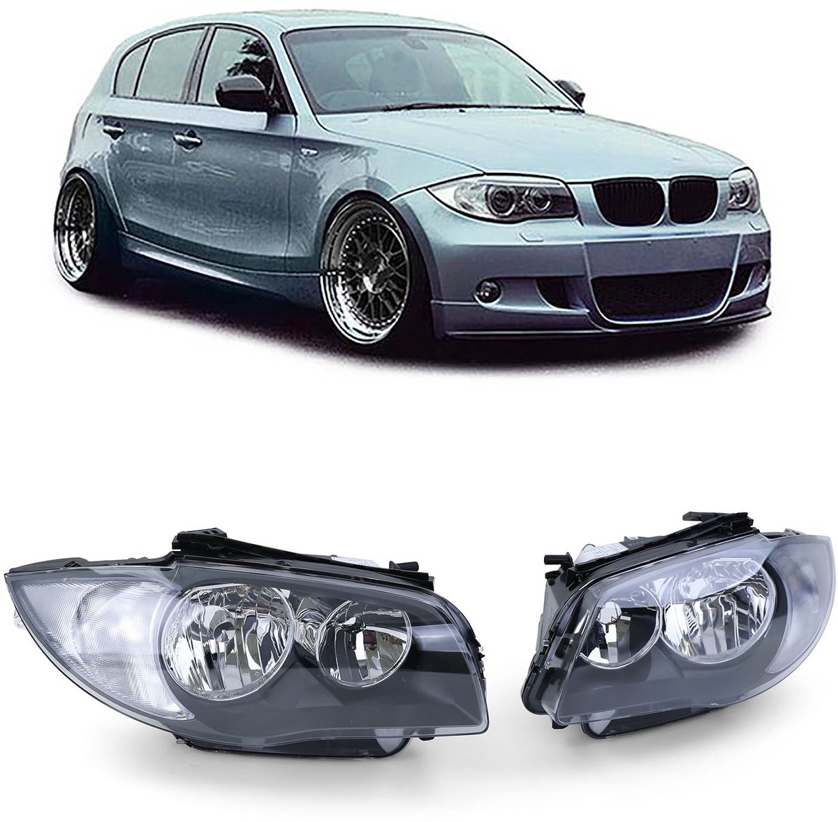 Smoke Koplampen Set H7 Geschikt Voor Bmw 1 Serie E81 E82 E87 E88 Vanaf 2004 Koplamp Defect Vervangen